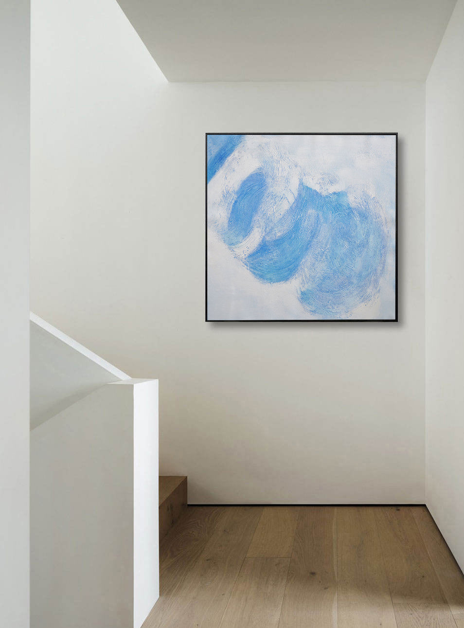 Arcane - Modern Blue White Wall Art Painting on Canvas