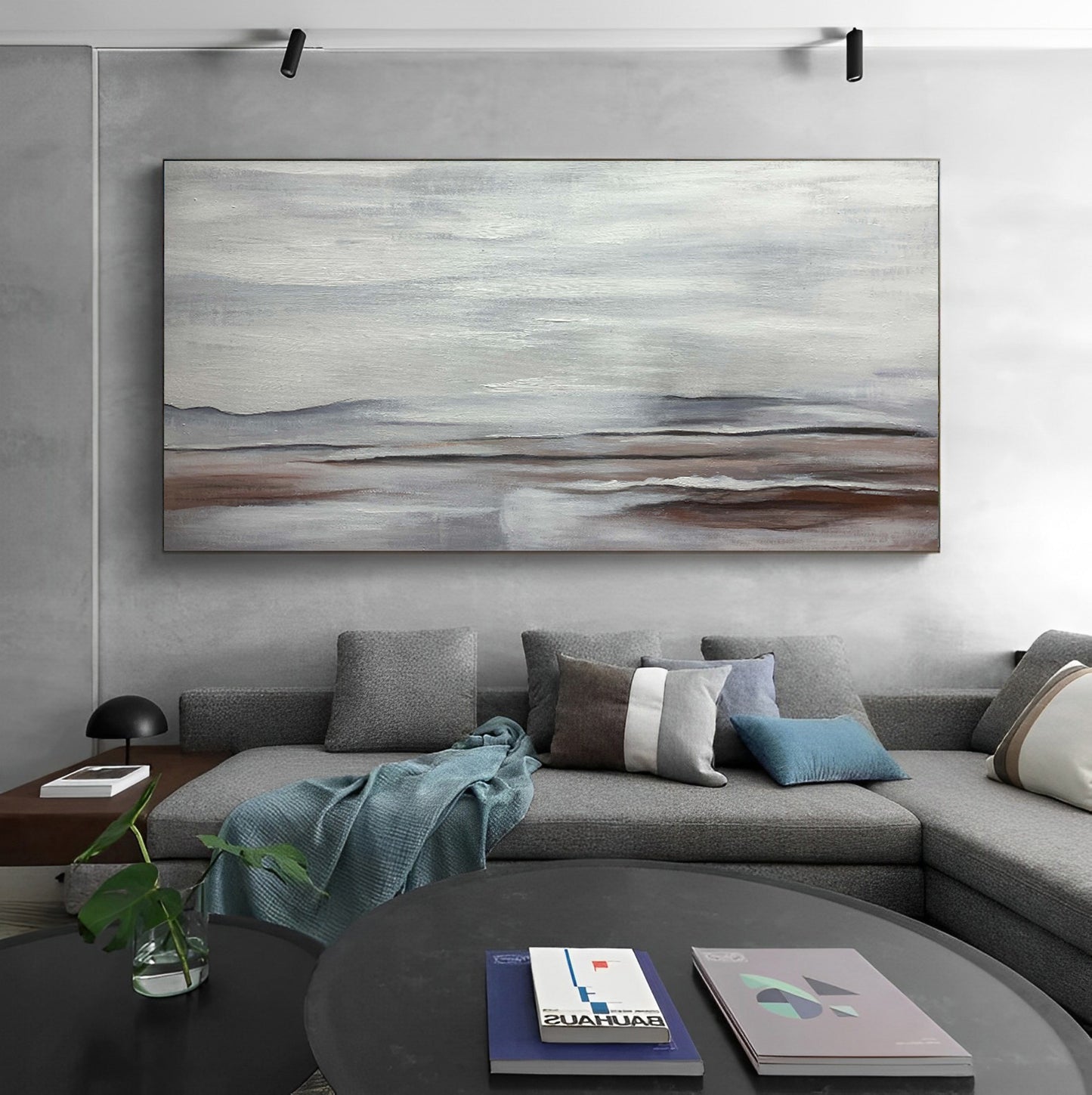 Scapes - Extra Large Textured Grey Abstract Seascape Painting