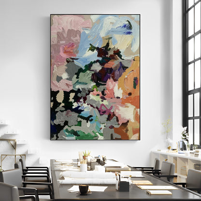 large Colorful Abstract Flower Painting, Noho Art