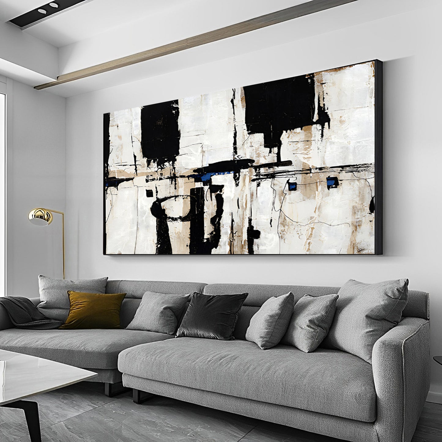 Abstract Black White Painting on Canvas | Artworks | Noho Art Gallery