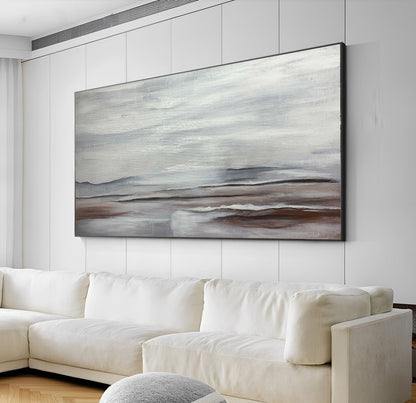 Scapes - Extra Large Textured Grey Abstract Seascape Painting