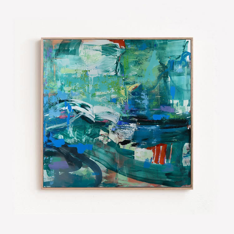 Abstract Painting Blue Green, Green abstract art for sale, Noho Art Gallery