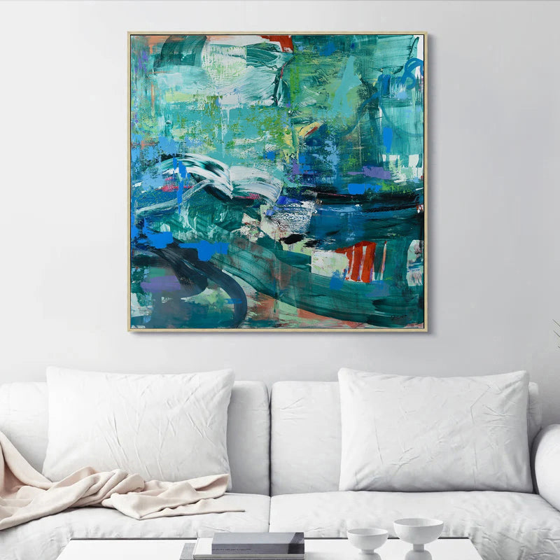 Abstract Painting Blue Green, abstract green painting for sale, Noho Art Gallery