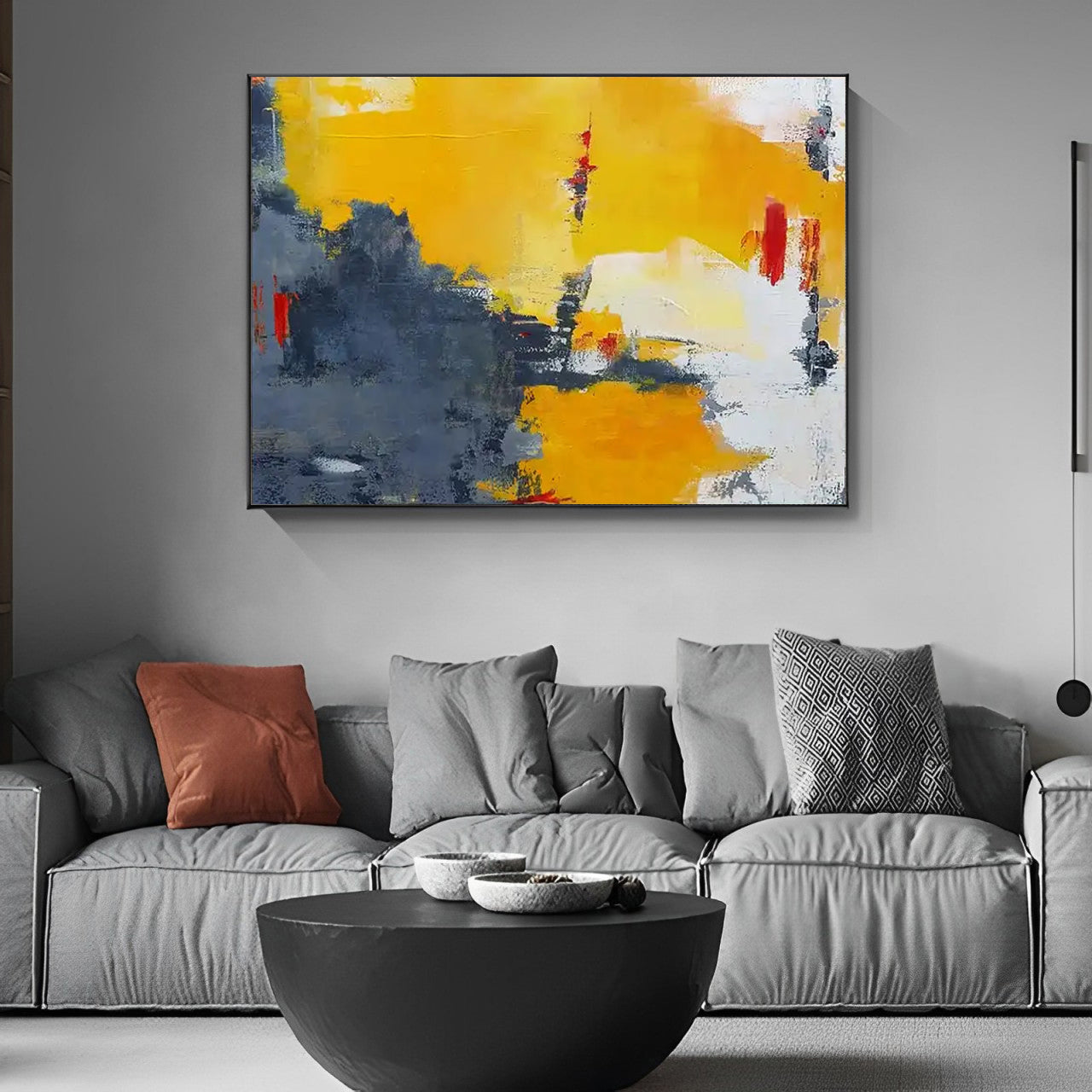 Cluster of Things - Orange Abstract Art Painting with Black and White - Premium Orange Painting from Cyan Void - Just €323.99! Shop now at Noho Art