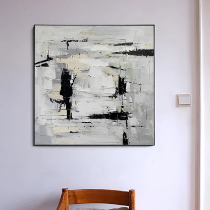 Girio - Extra Large Black and White Abstract Canvas