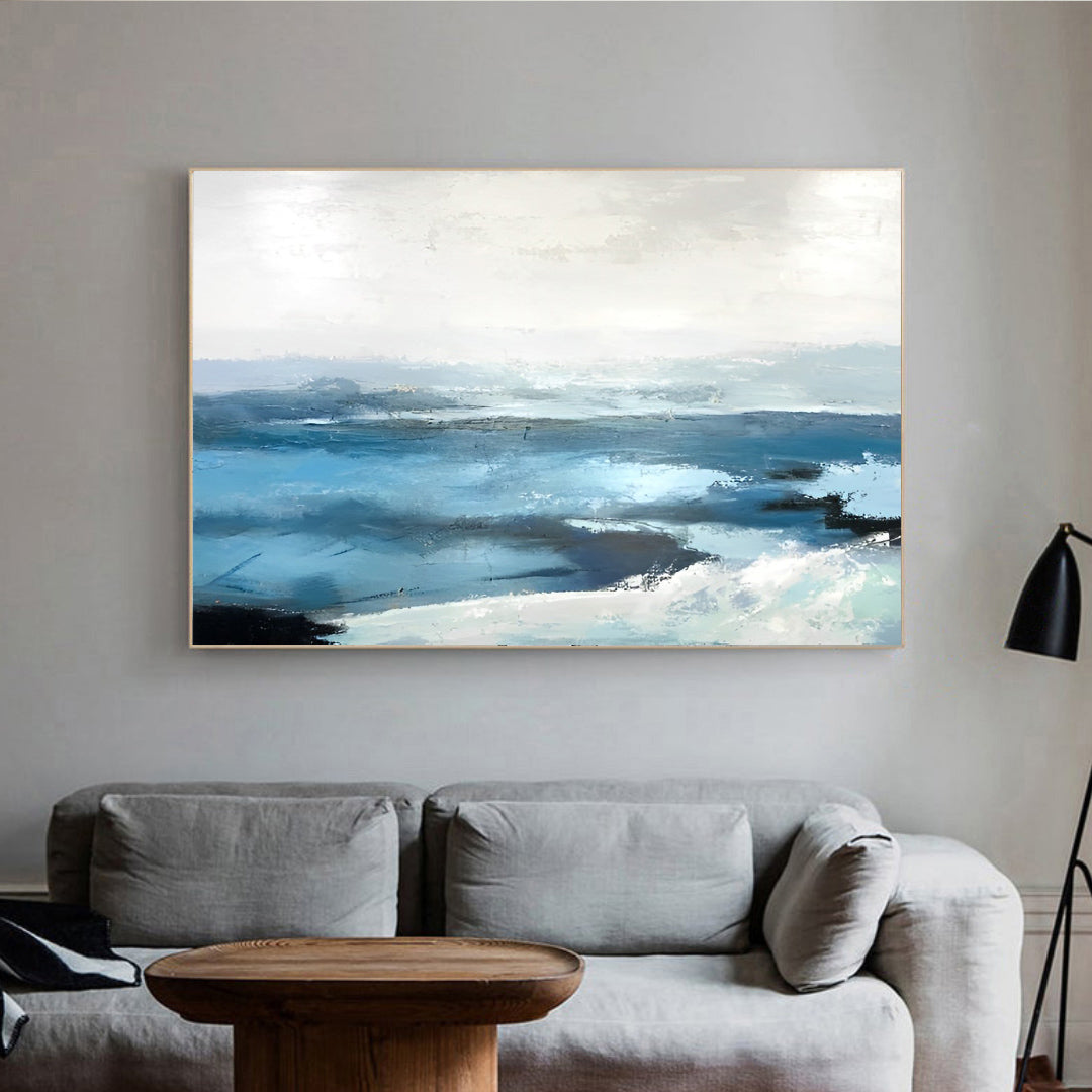 Maré - Large Blue Abstract Ocean Painting on Canvas