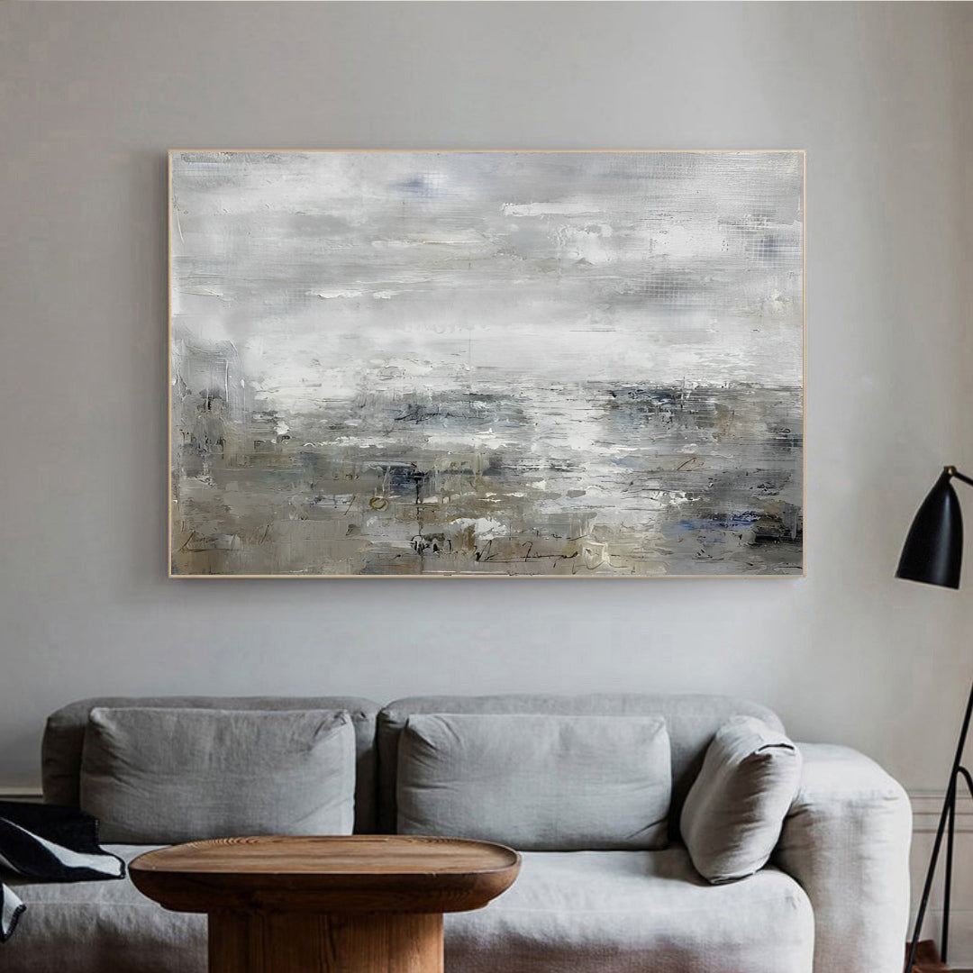 Obsolet - Textured Grey Abstract Art Oil Painting on Canvas