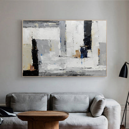 Mona - White, Black and Grey Wall Art Oil Painting on Canvas