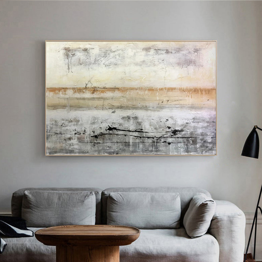 Traquile - Neutral & Simple Landscape Painting on Canvas