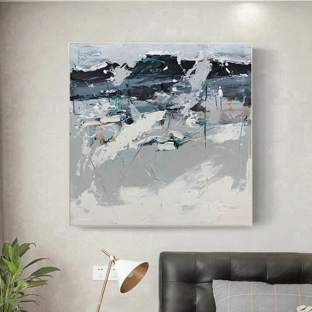 Greish - Black, White and Grey Abstract Art Painting on Canvas