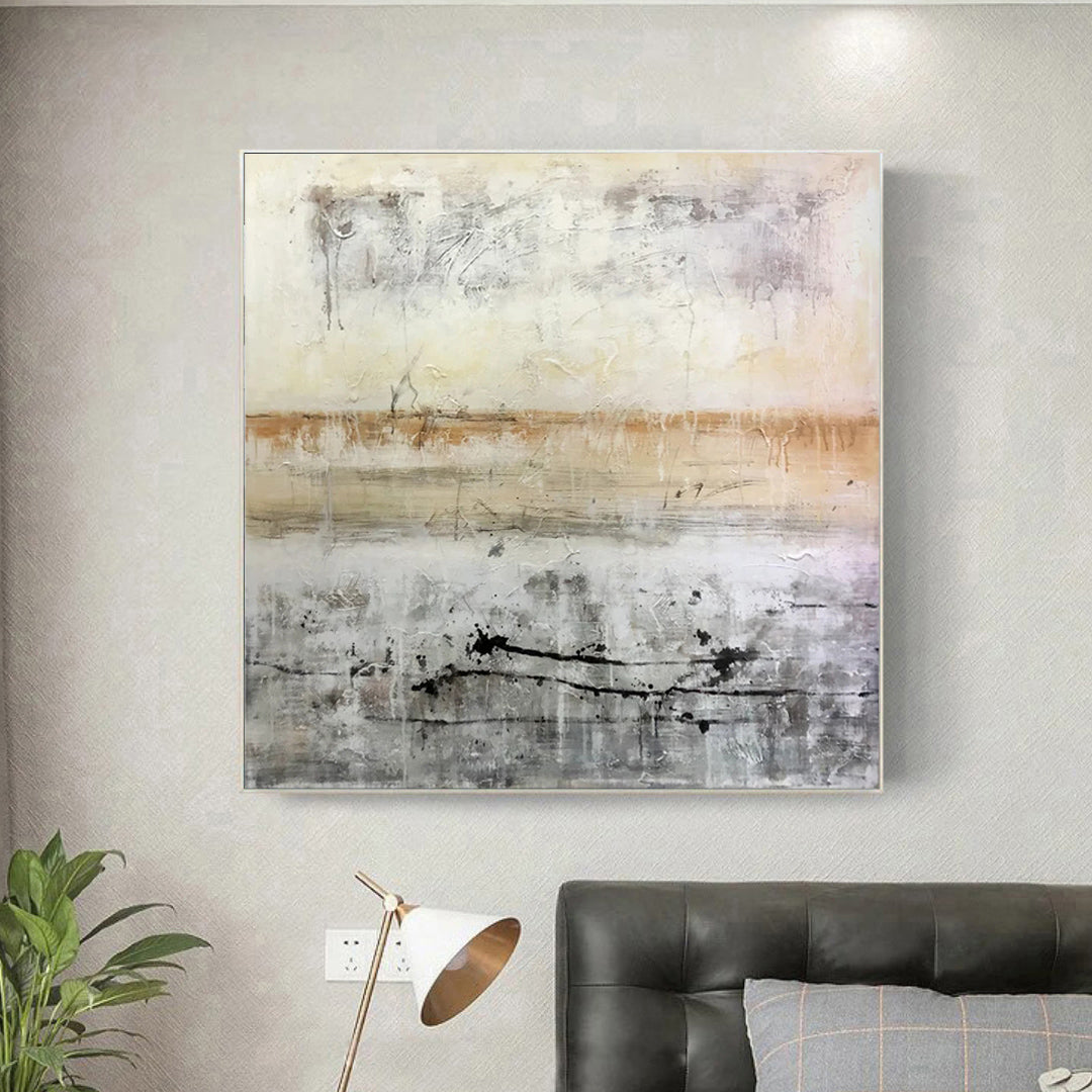 Traquile - Neutral & Simple Landscape Painting on Canvas