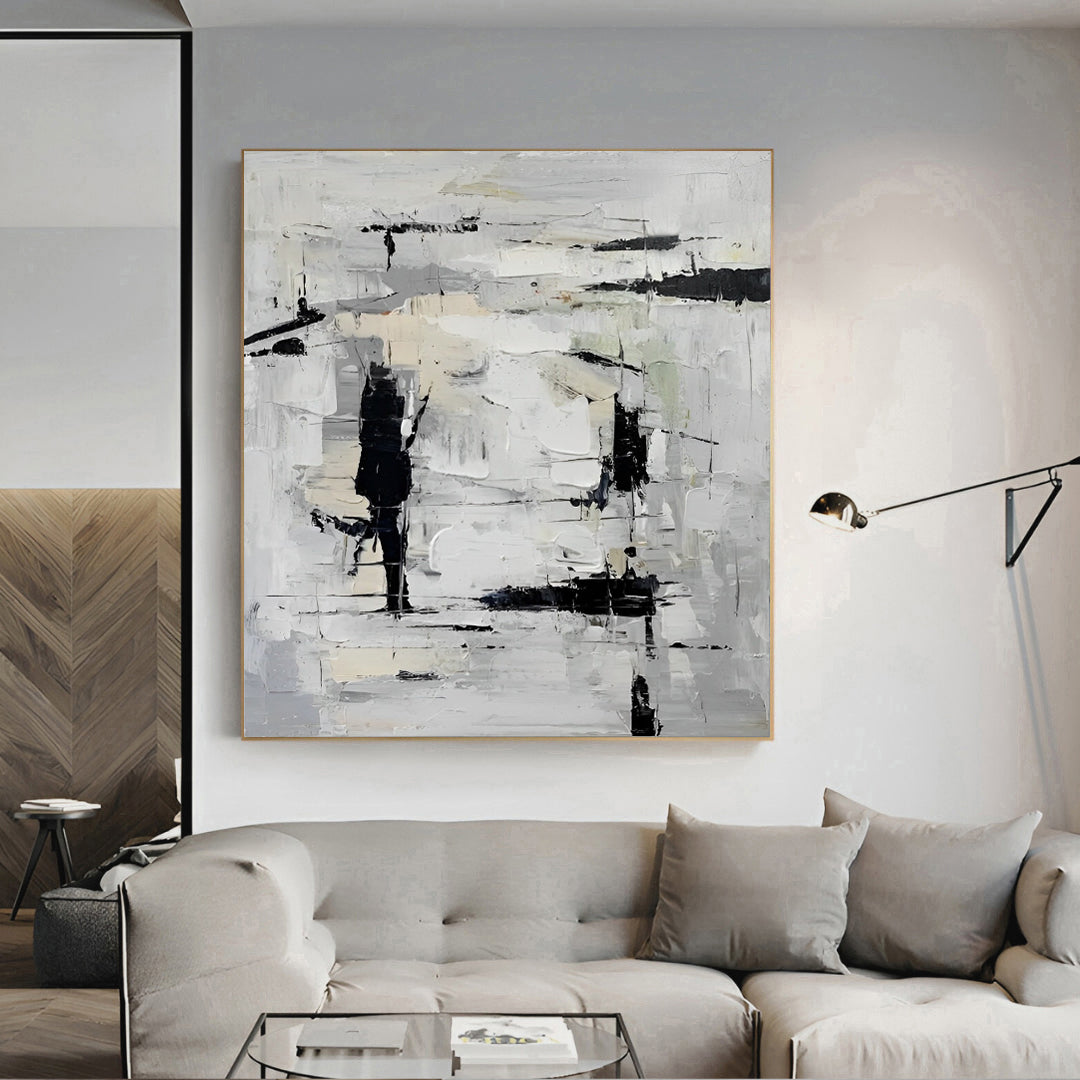 Girio - Extra Large Black and White Abstract Canvas