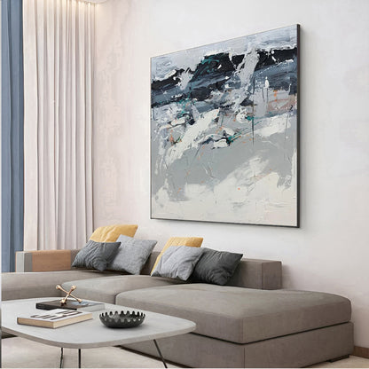 Greish - Black, White and Grey Abstract Art Painting on Canvas