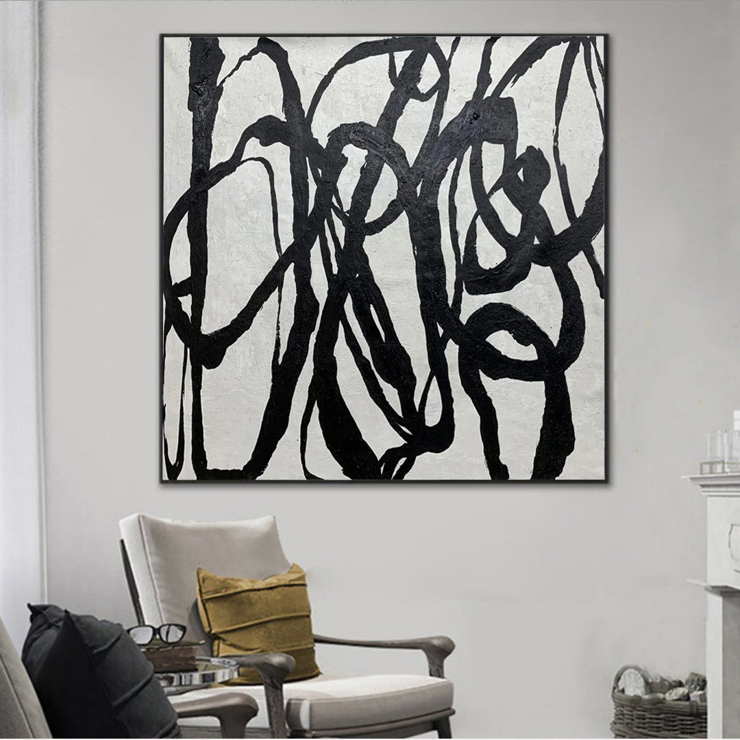 Cornocop - Black and White Abstract Canvas Painting