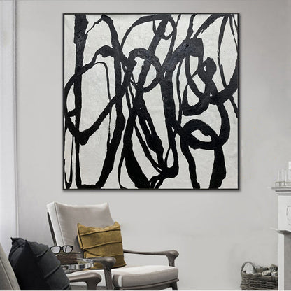 Cornocop – Peinture abstraite sur toile en noir et blanc 