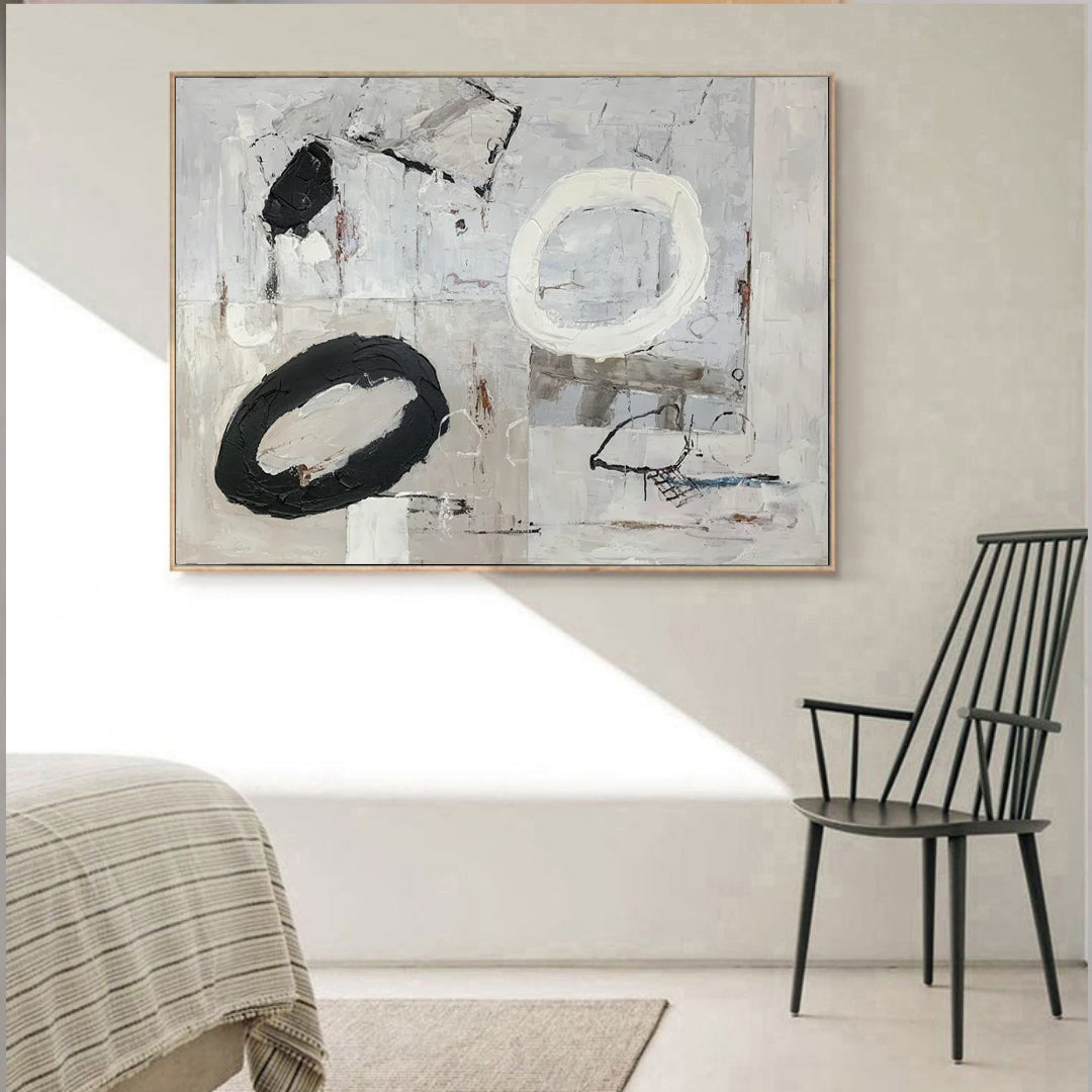 Contempo - Black and Grey Abstract Geometric Painting Wall Decor