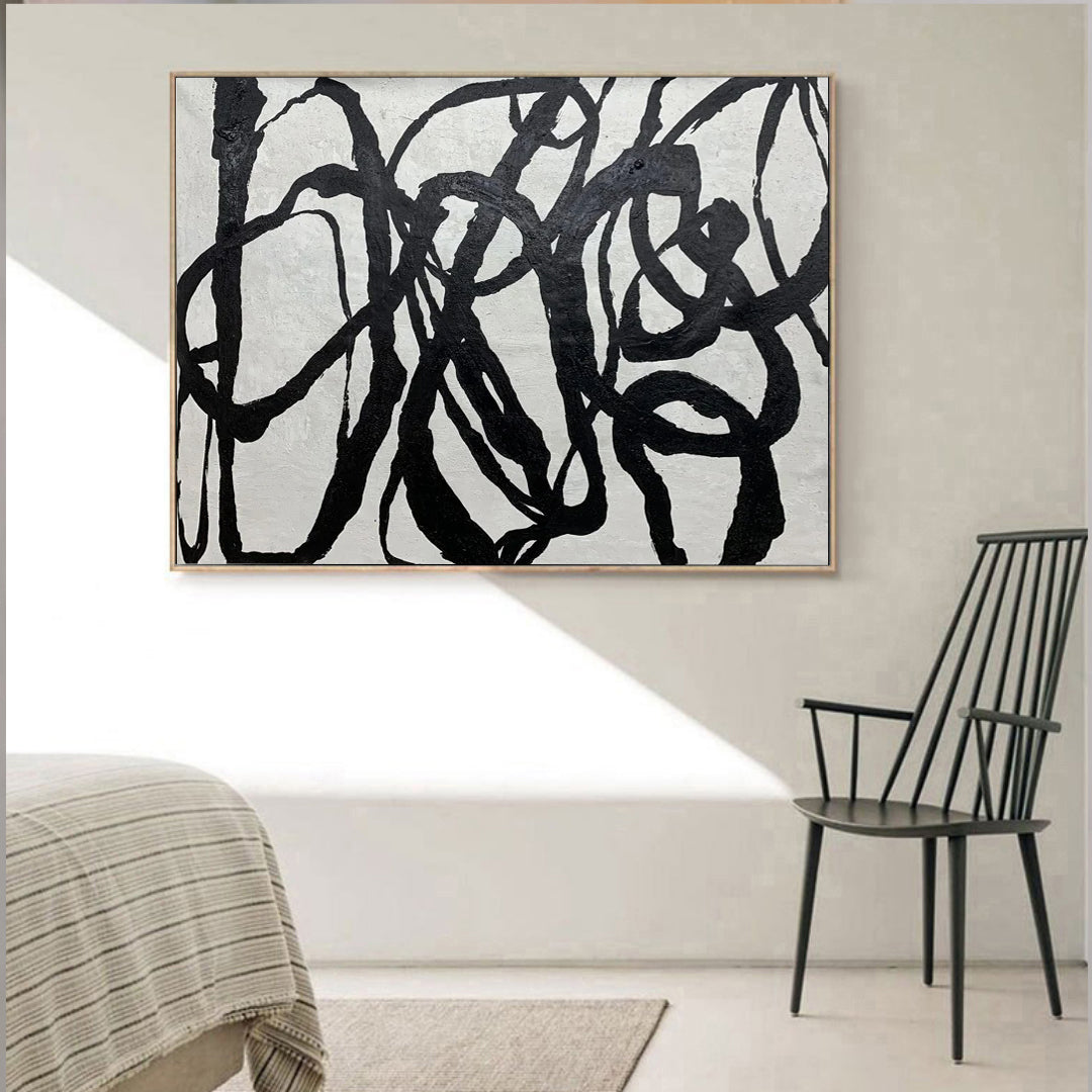 Cornocop - Black and White Abstract Canvas Painting