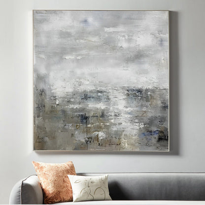 Obsolet - Textured Grey Abstract Art Oil Painting on Canvas