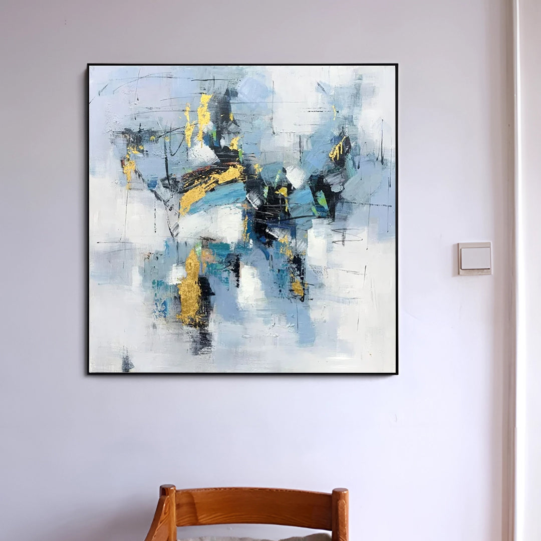 Constelation - Abstract Blue and Gold Painting on Canvas