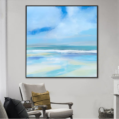 Shore - Large Blue Sunset Ocean Painting on Canvas