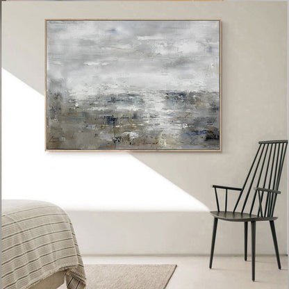 Obsolet - Textured Grey Abstract Art Oil Painting on Canvas