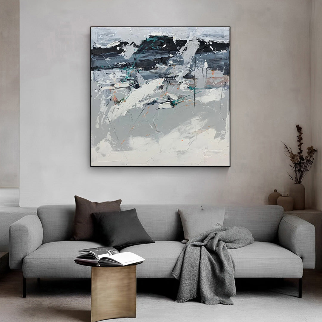 Greish - Black, White and Grey Abstract Art Painting on Canvas