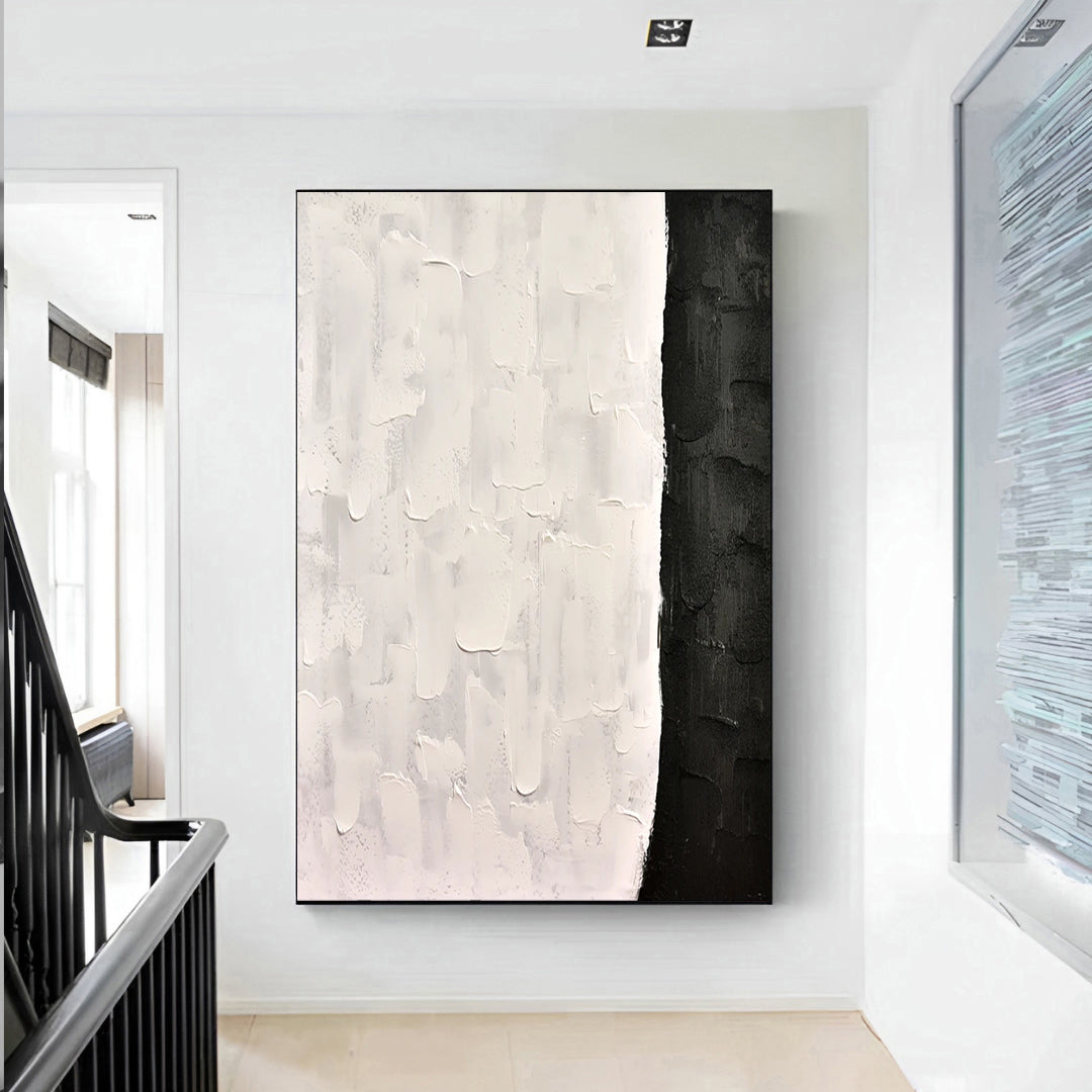 Flow - Modern Black and White Wall Art Painting on Canvas