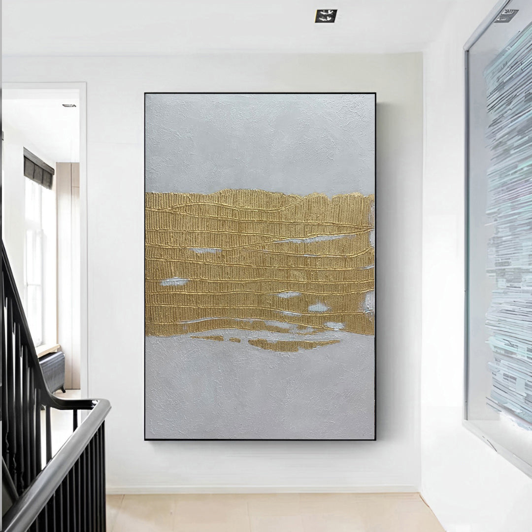 Auric - Extra large Gold and White Wall Art Painting