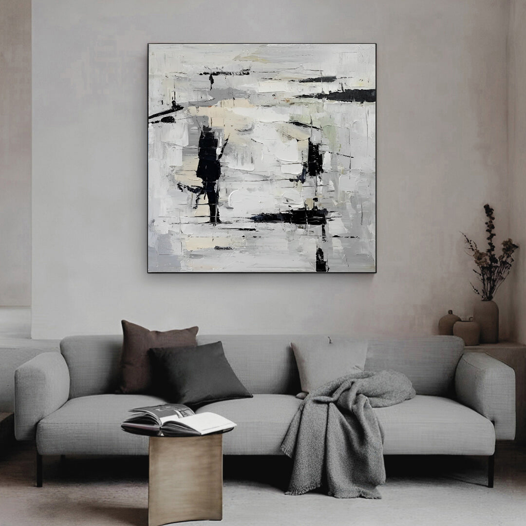 Girio - Extra Large Black and White Abstract Canvas