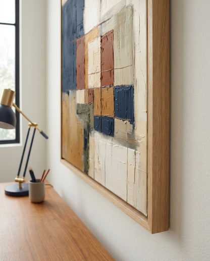 Fragments of Harmony - Beige and Navy Abstract Original Painting