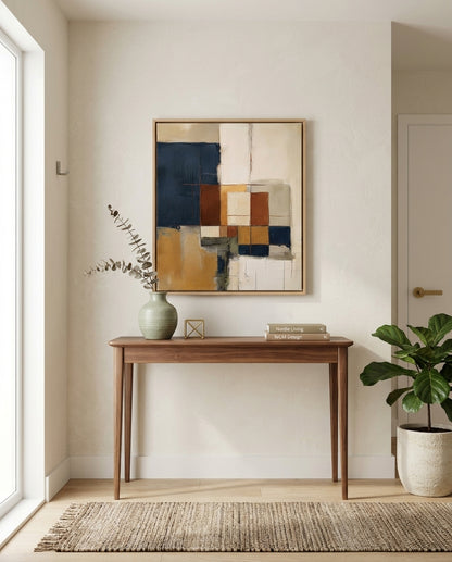 Fragments of Harmony - Beige and Navy Abstract Original Painting