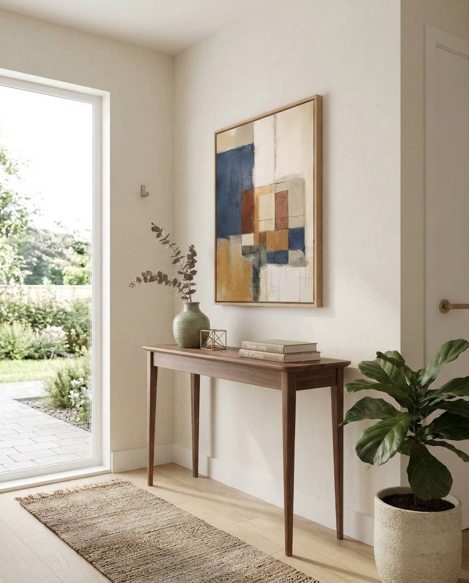 Fragments of Harmony - Beige and Navy Abstract Original Painting