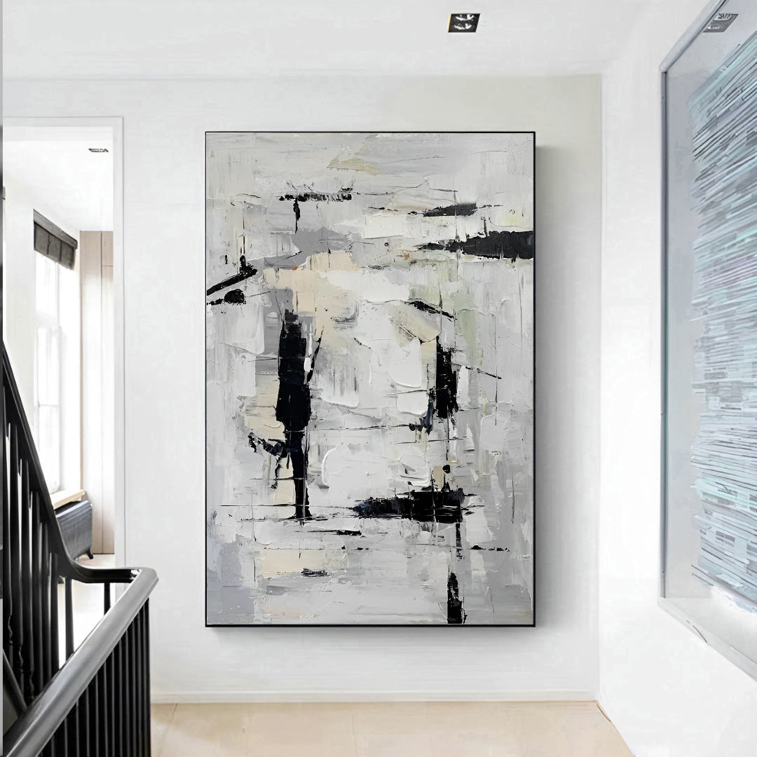 Girio - Extra Large Black and White Abstract Canvas