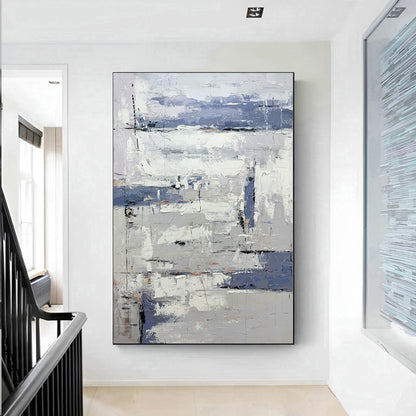 Modernized - Extra Large Wall Art White and Grey Painting on Canvas