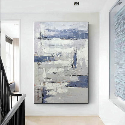 Modernized - Large White and Grey Abstract Wall Art Painting on Canvas