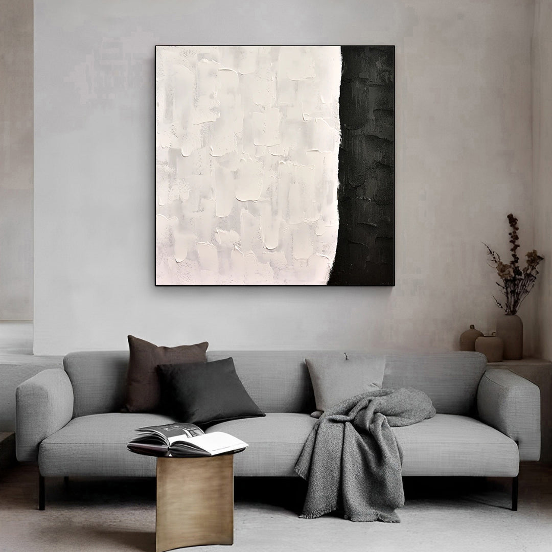 Flow - Modern Black and White Wall Art Painting on Canvas