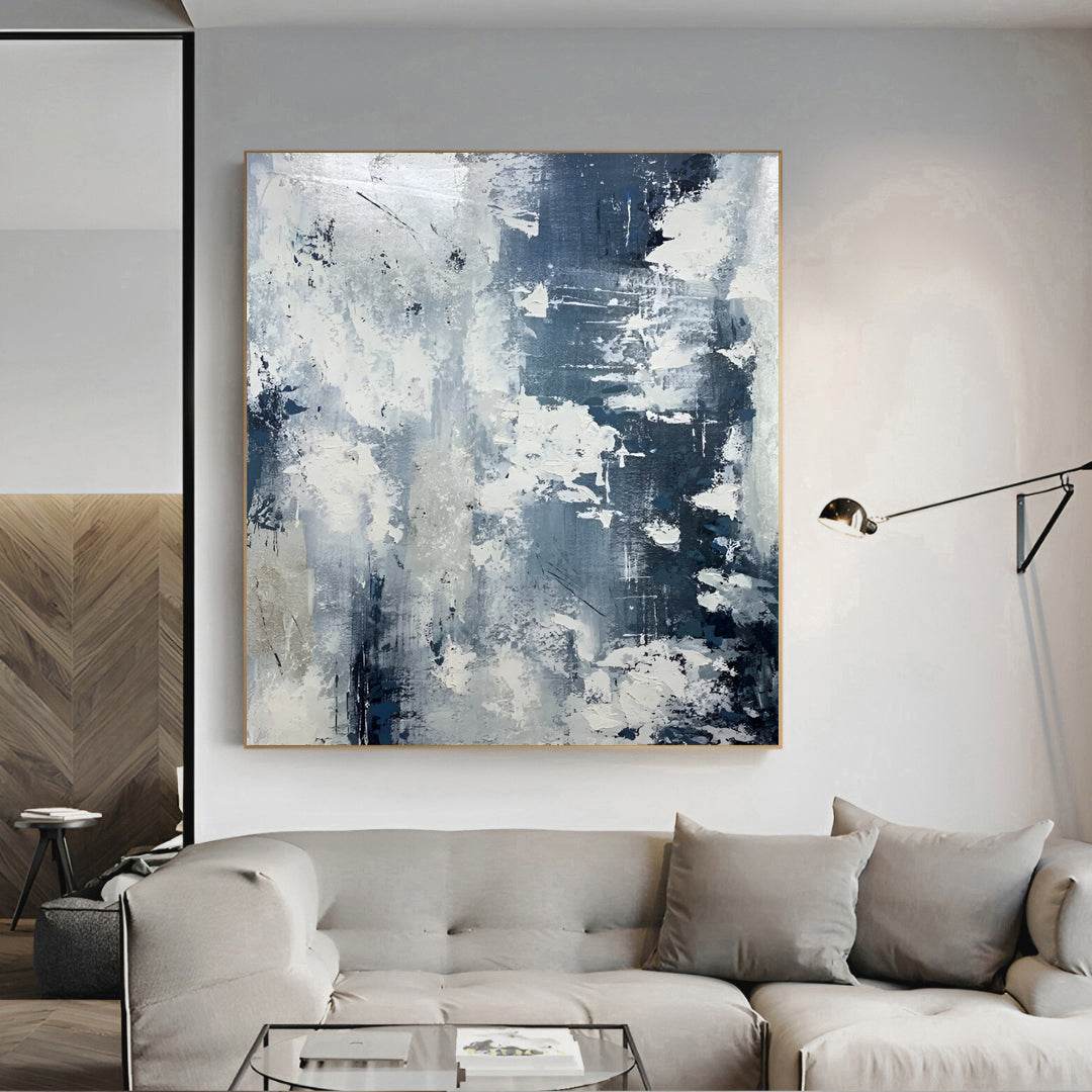 Skyview - Extra Large Blue and White Painting on Canvas