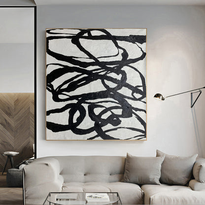 Cornocop - Black and White Abstract Canvas Painting