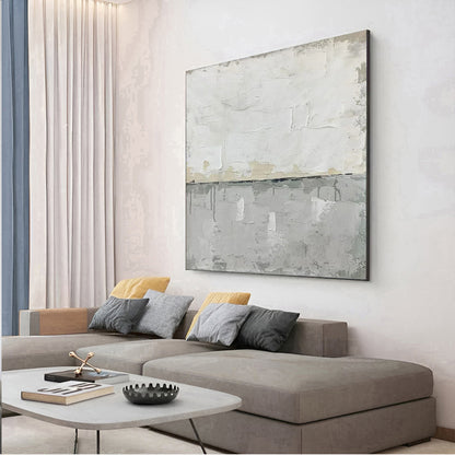 Monolit - Large White and Grey Wall Art Painting on Canvas