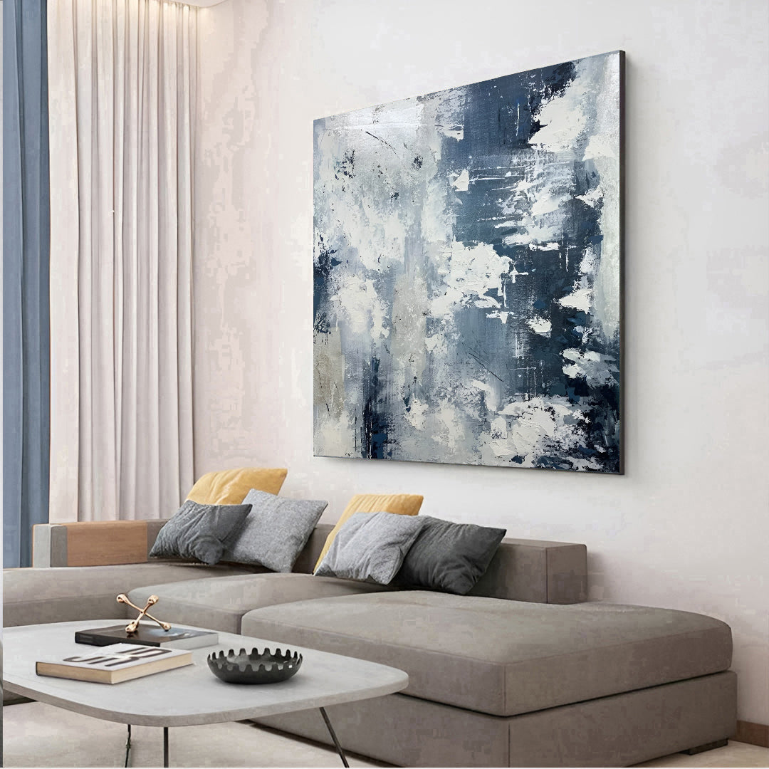 Skyview - Extra Large Blue and White Painting on Canvas