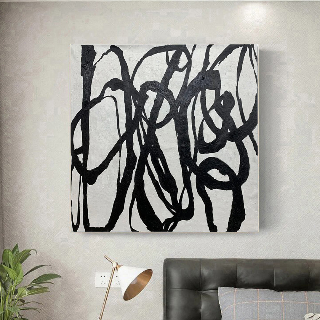 Cornocop - Black and White Abstract Canvas Painting