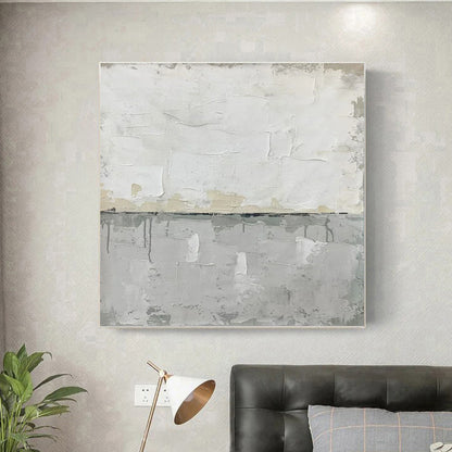 Monolit - Large White and Grey Wall Art Painting on Canvas