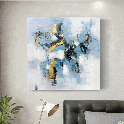 Constelation - Abstract Blue and Gold Painting on Canvas