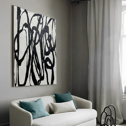 Cornocop - Black and White Abstract Canvas Painting