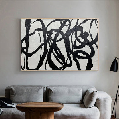 Cornocop - Black and White Abstract Canvas Painting