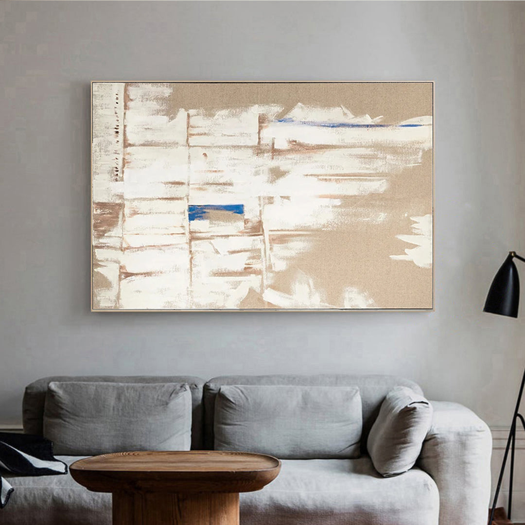 Sepia - Large Abstract Brown and White Art Painting on Canvas