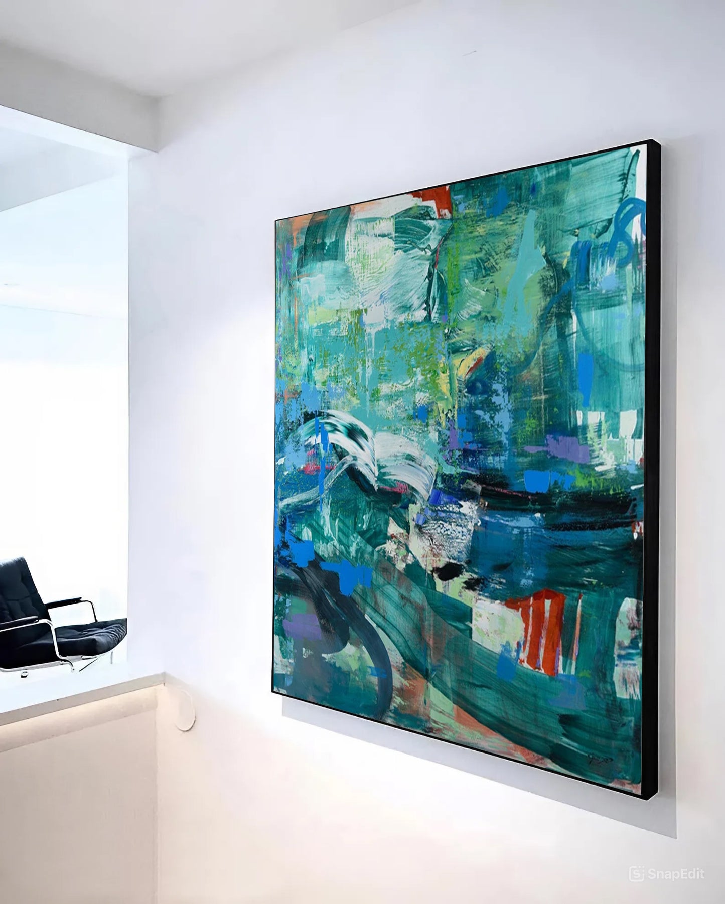 Abstract Painting Blue Green, Blue green abstract painting for sale, Noho Art Gallery