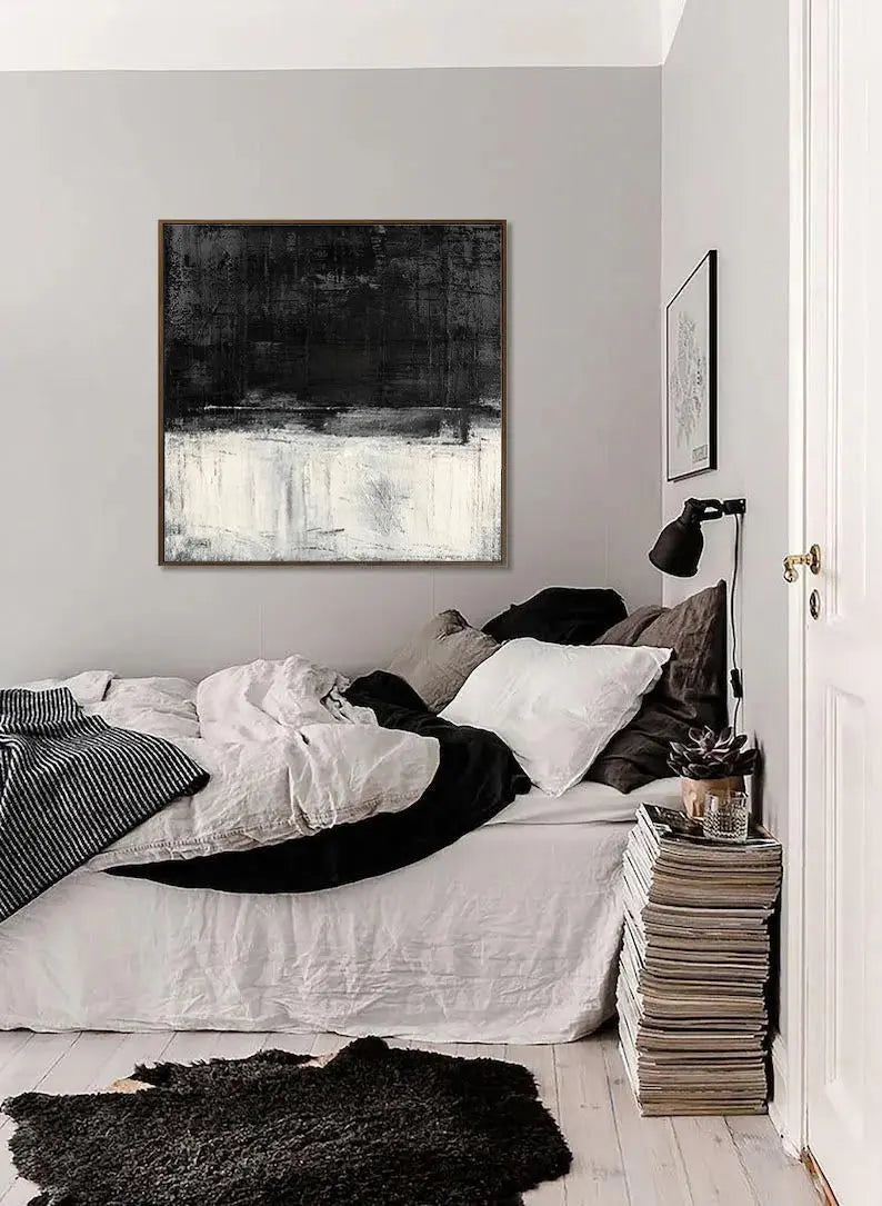 Grey and White Wall Art Oil Painting on Canvas - Noho Art