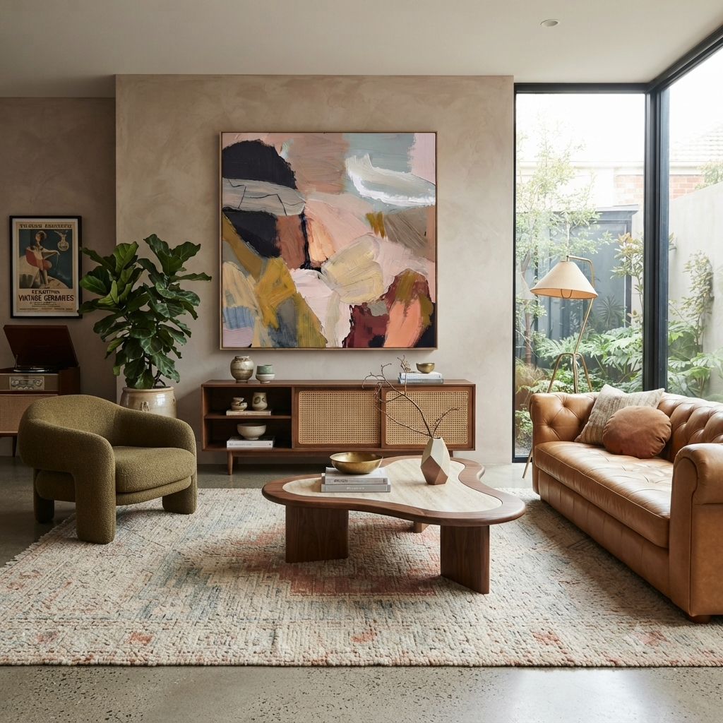 Contemporary brown and cream abstract wall art, large textured abstract canvas art, abstract expressionism for sale, FREE worldwide shipping on a modern living room decor by Noho Art Gallery
