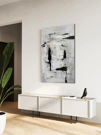 Girio - Extra Large Black and White Abstract Canvas